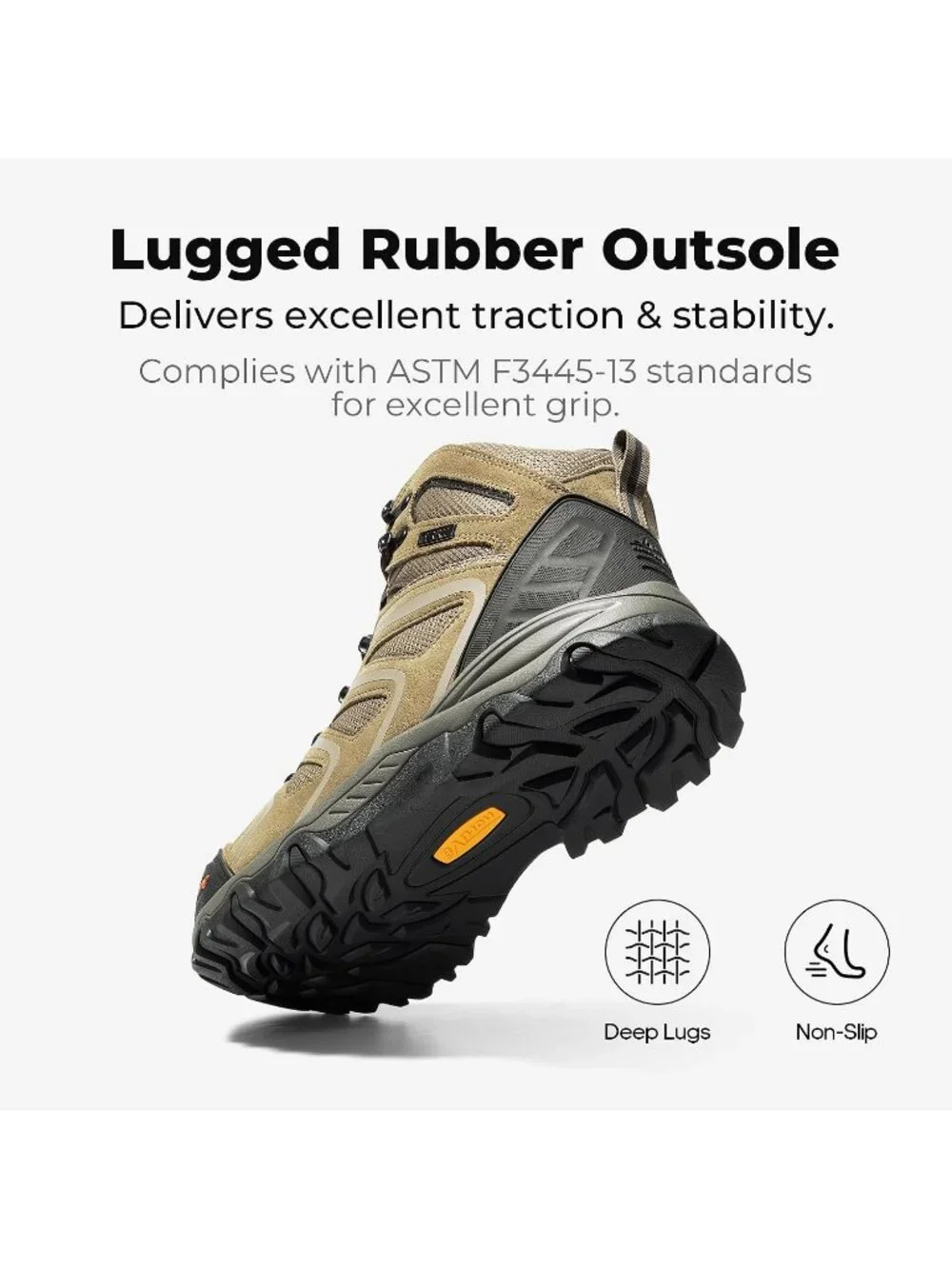 Men's Taupe Waterproof Shoes Casual Mid Top Steel Toe Non Slip Hiking Boots